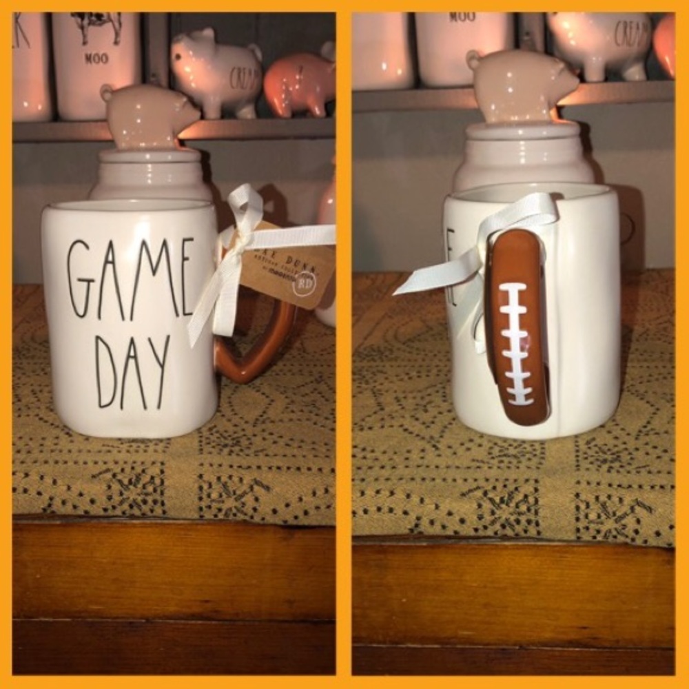 Rae Dunn GAME DAY Mug (Football Laces Handle)